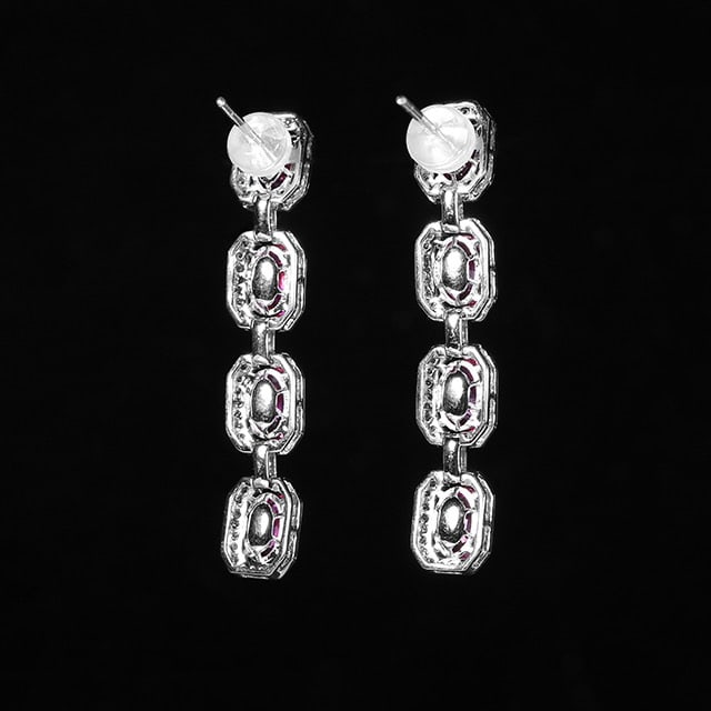 14k Gold 5.04 Ctw Natural Sapphire & Diamond Earrings - 4