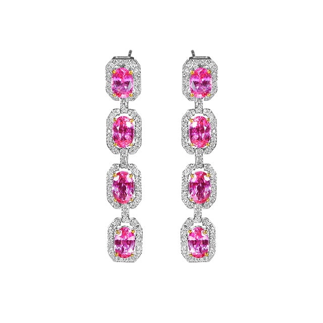 14k Gold 5.04 Ctw Natural Sapphire & Diamond Earrings - 5