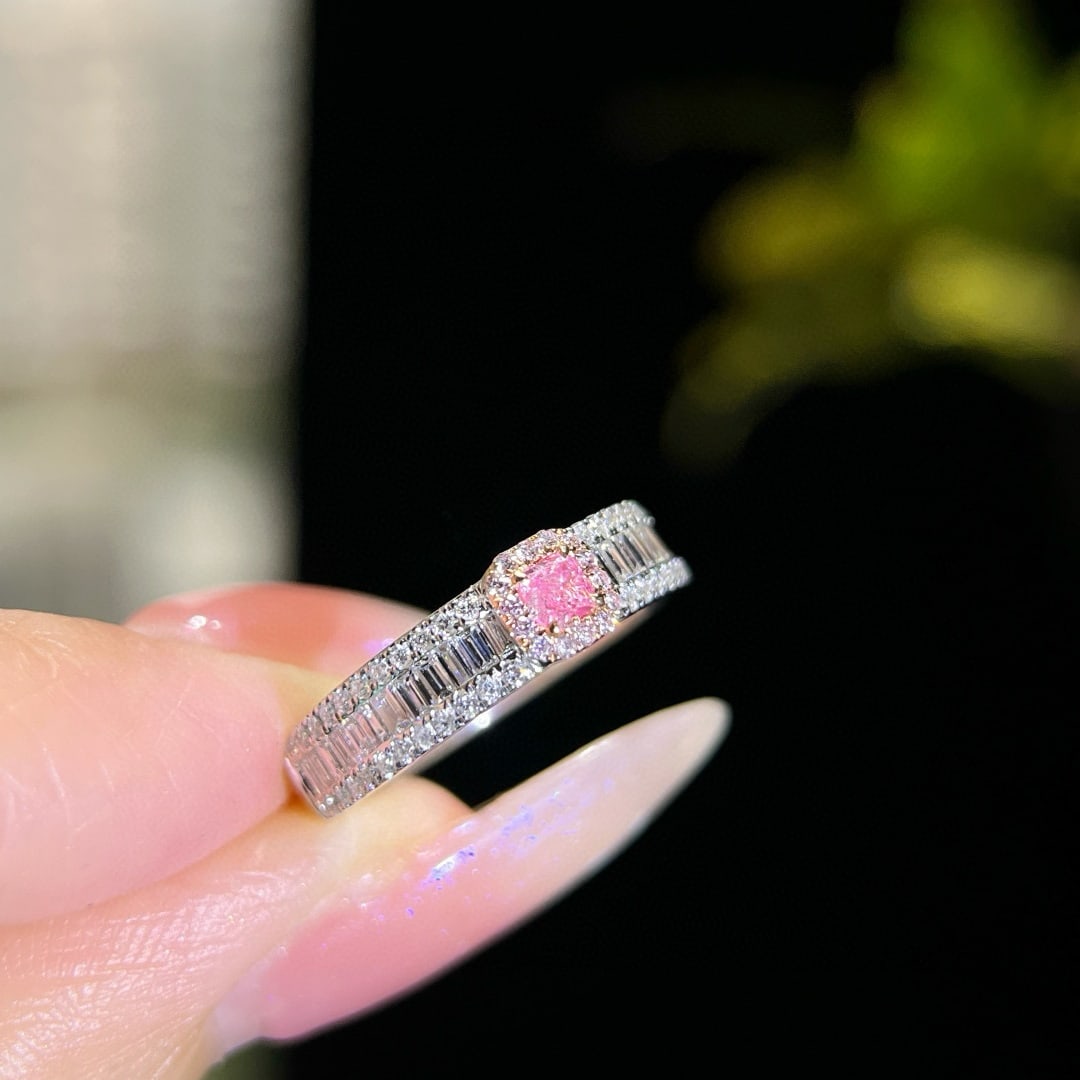 14k Gold 0.65 Ctw Natural Pink Diamond & Diamond Ring - 2