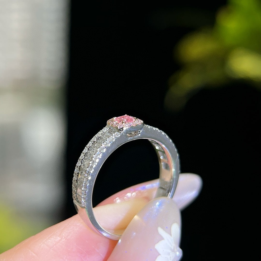 14k Gold 0.65 Ctw Natural Pink Diamond & Diamond Ring - 4