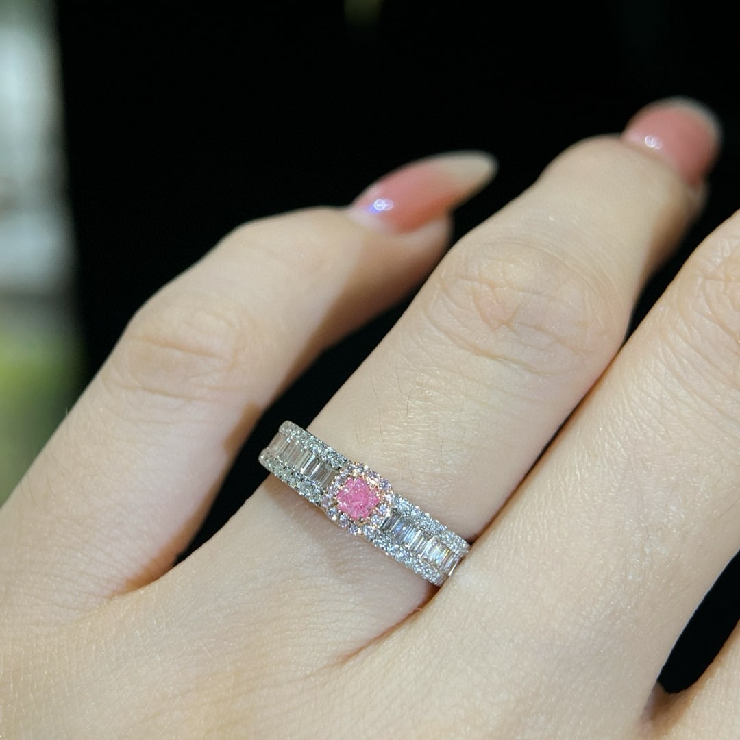 14k Gold 0.65 Ctw Natural Pink Diamond & Diamond Ring - 5