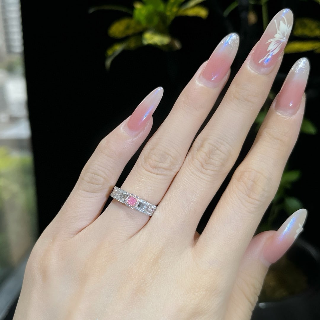 14k Gold 0.65 Ctw Natural Pink Diamond & Diamond Ring - 6