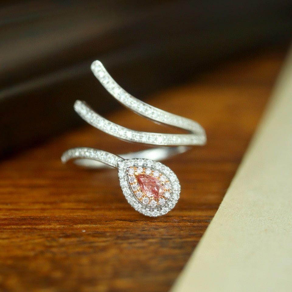 14k Gold 0.38 Ctw Natural Pink Diamond & Diamond Ring - 6