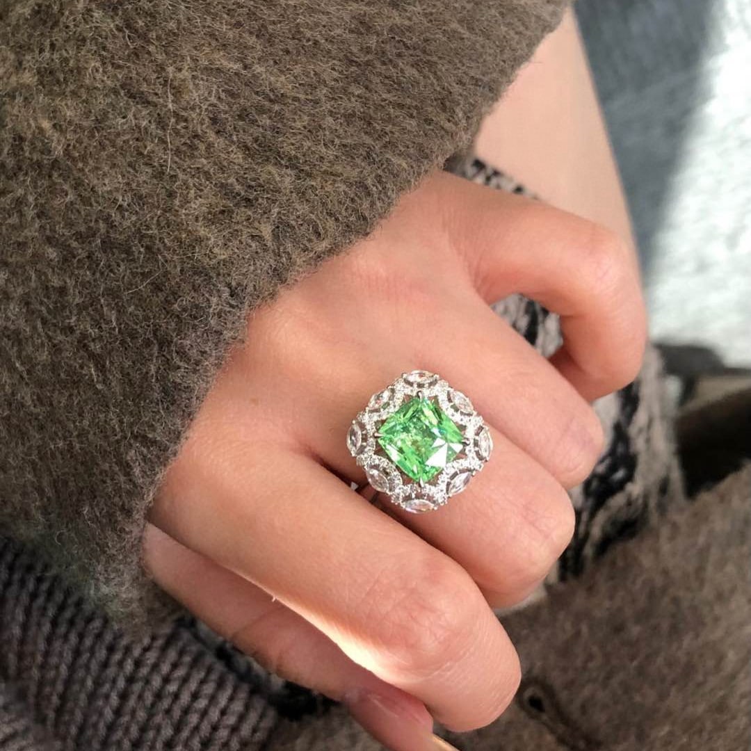 14k Gold 3.64 Ctw Natural Tsavorite & Diamond Ring - 3