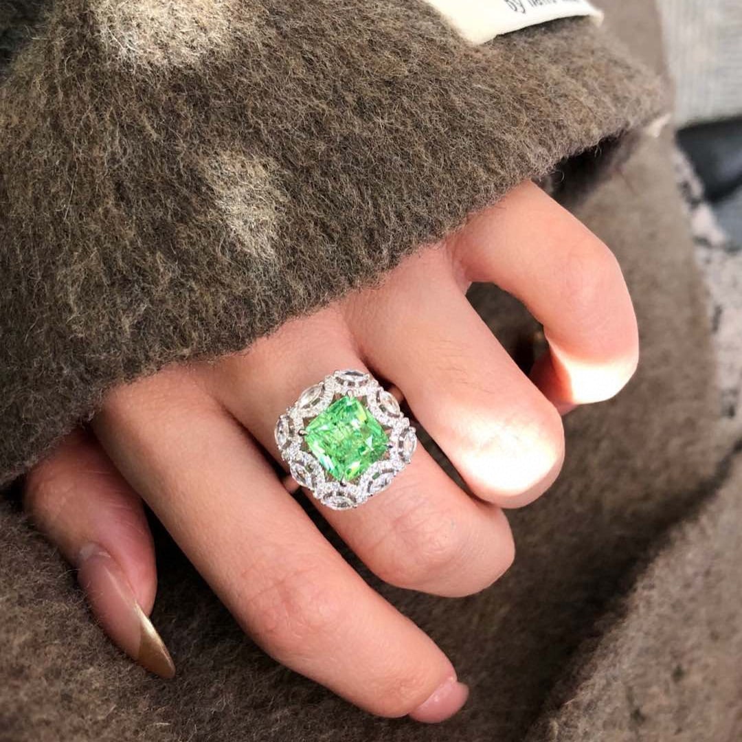 14k Gold 3.64 Ctw Natural Tsavorite & Diamond Ring - 6