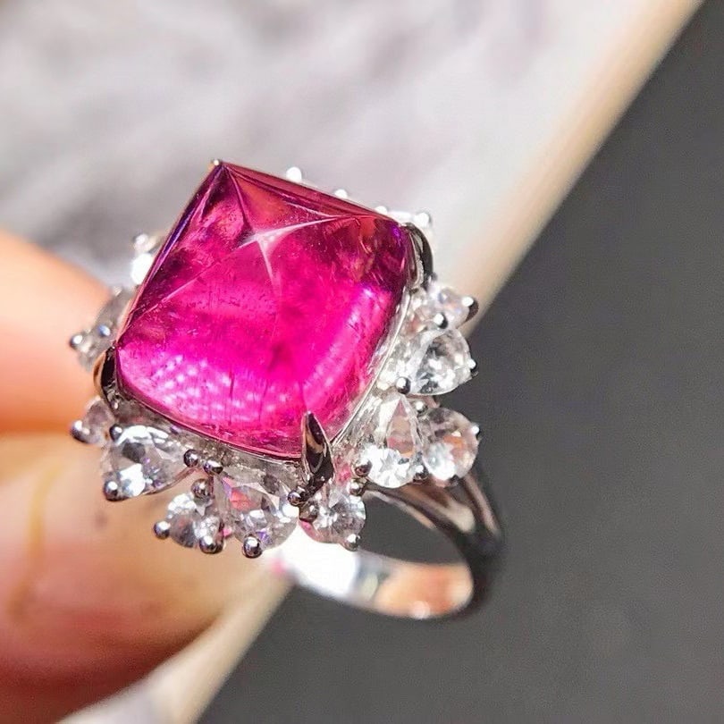 14k Gold 5.75 Ct Natural Tourmaline & Sapphire Ring - 3