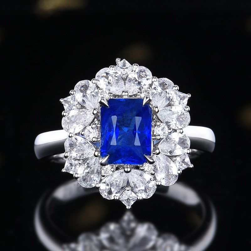 14k Gold 1.60 Ctw Natural Sapphire & Diamond Ring/pendant( Without Chain ): Ref:231058232 // gold content:14k gold // ring size:7. 25us // // main gemstone:sapphire // shape:octagonal // carat weight:1. 52ct // color:blue // treatment:natural // // adjacent gemstone 2 :