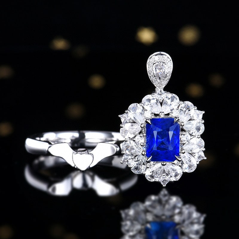 14k Gold 1.60 Ctw Natural Sapphire & Diamond Ring/pendant( Without Chain ) - 4