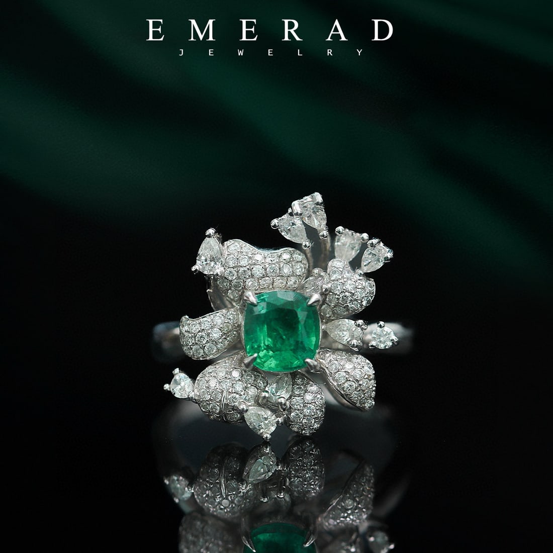 14k Gold 1.64 Ctw Vivid Green Natural Emerald & Diamond Ring - 3