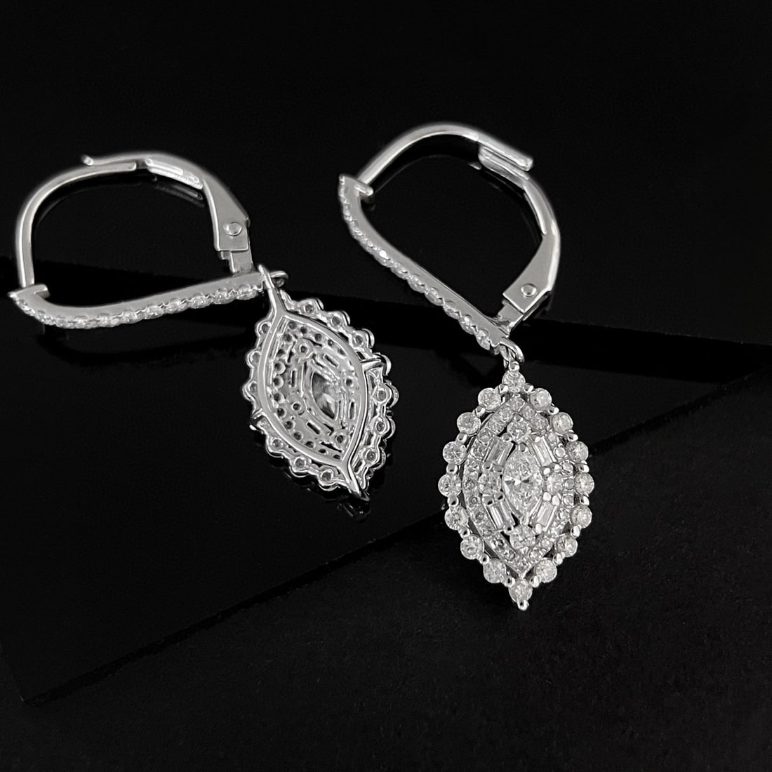14k Gold 1.28 Ct Natural H Diamond Earrings - 4