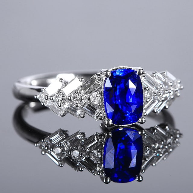 14k Gold 1.57 Ctw Natural Sapphire & Diamond Ring - 2