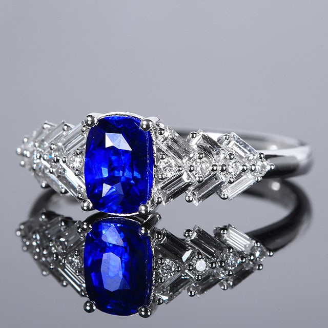 14k Gold 1.57 Ctw Natural Sapphire & Diamond Ring - 3