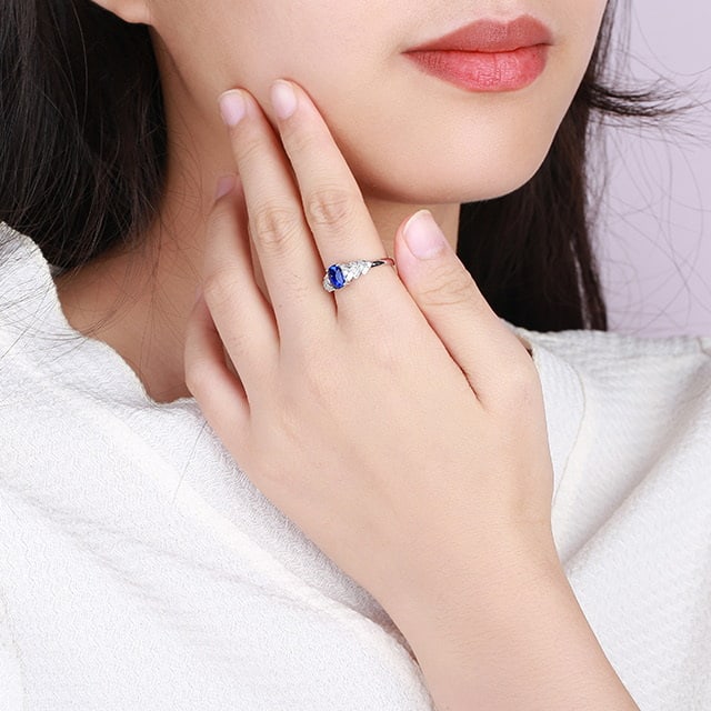 14k Gold 1.57 Ctw Natural Sapphire & Diamond Ring - 6