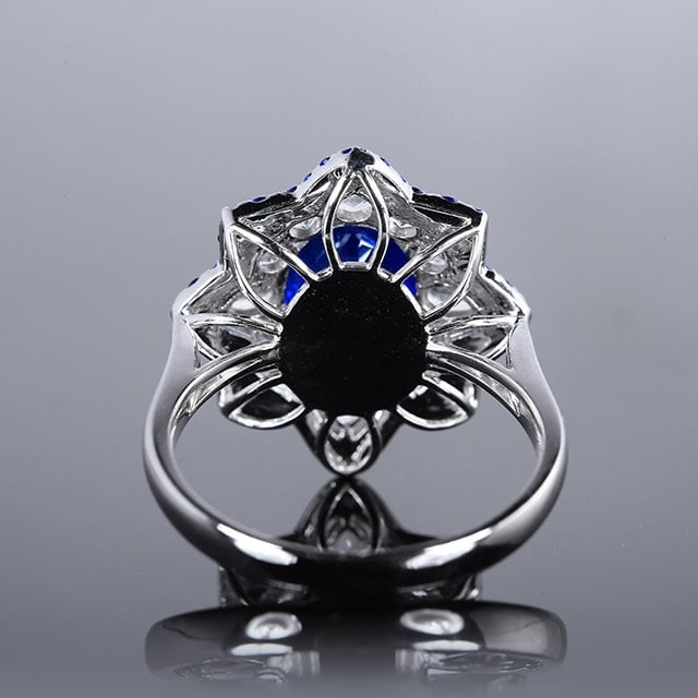 14k Gold 3.88 Ctw Natural Sapphire & Diamond Ring - 4