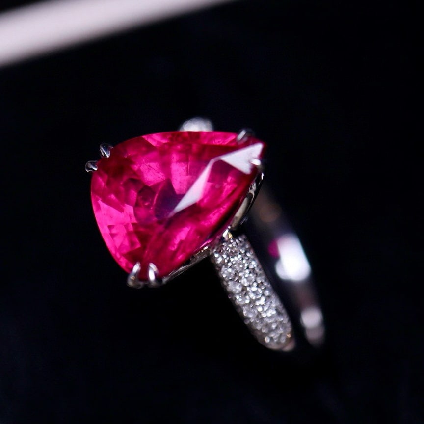 14k Gold 5 Ct Natural Tourmaline & Diamond Ring - 4