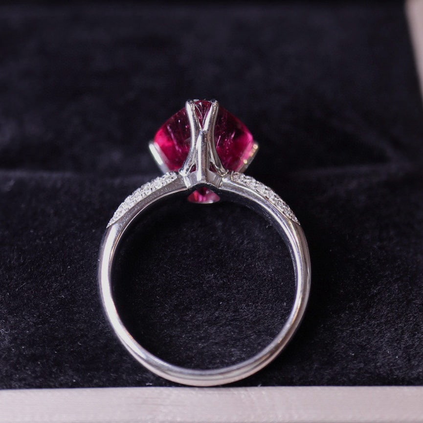 14k Gold 5 Ct Natural Tourmaline & Diamond Ring - 5