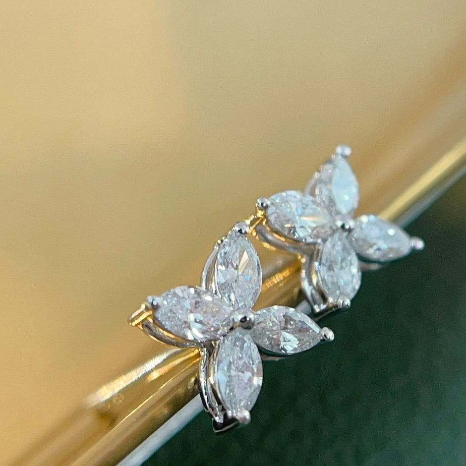 14k Gold 0.34 Ct Natural H Diamond Earrings - 2