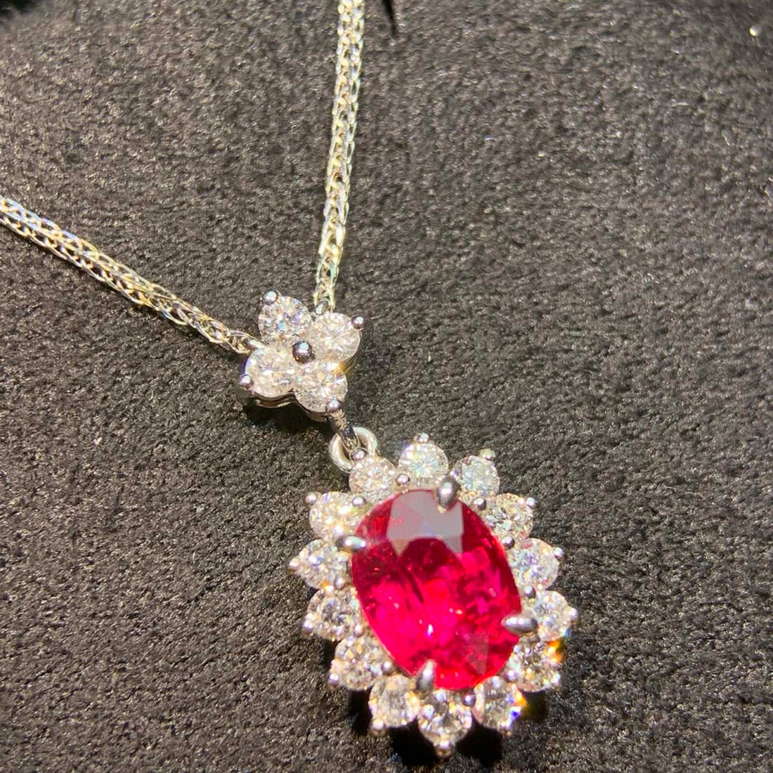 14k Gold 1.02 Ct Natural Ruby & Diamond Necklace - 2
