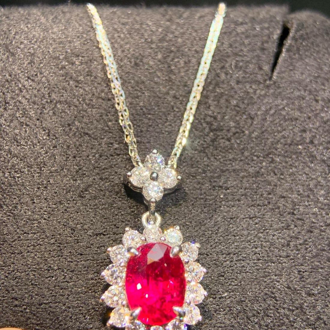 14k Gold 1.02 Ct Natural Ruby & Diamond Necklace - 3