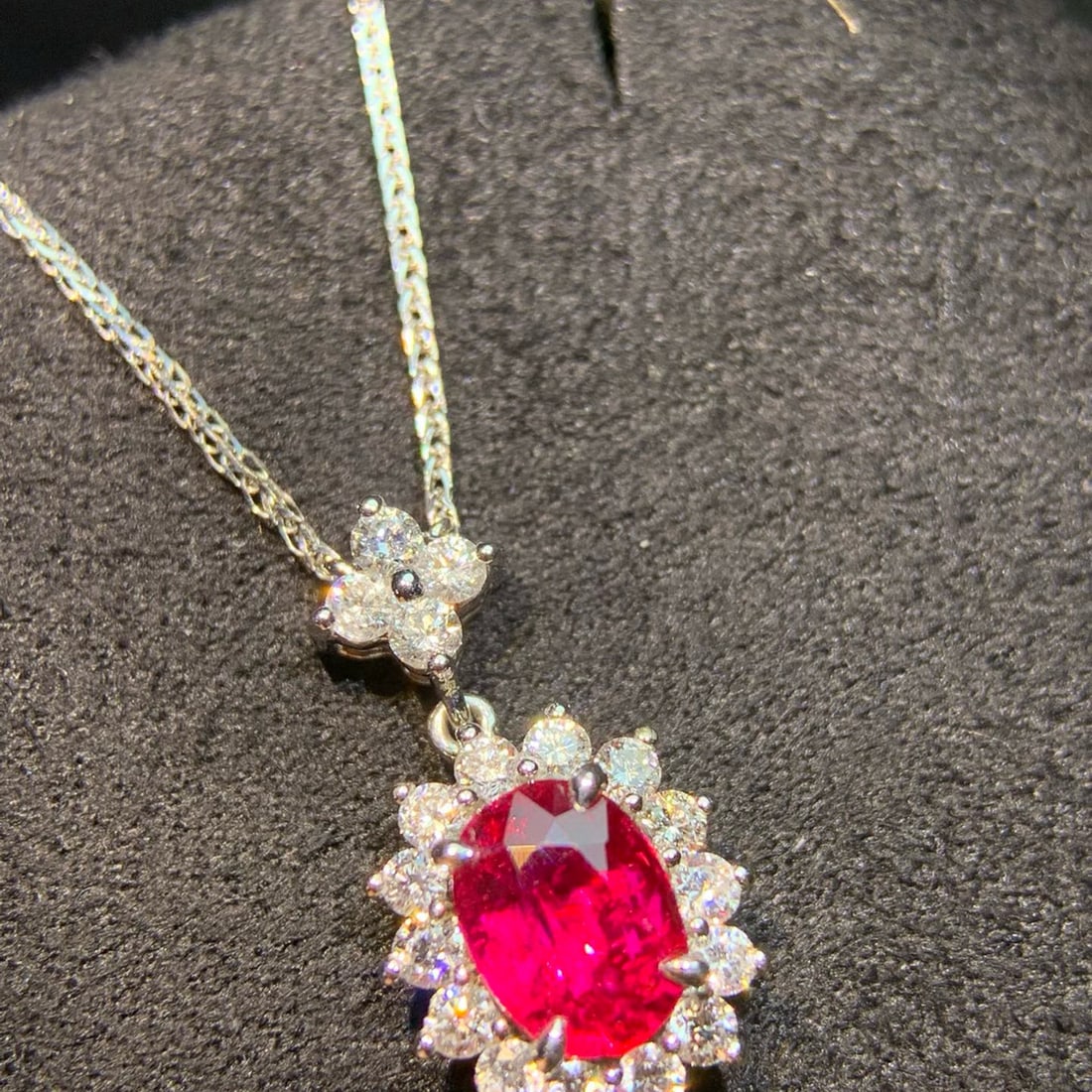 14k Gold 1.02 Ct Natural Ruby & Diamond Necklace - 4