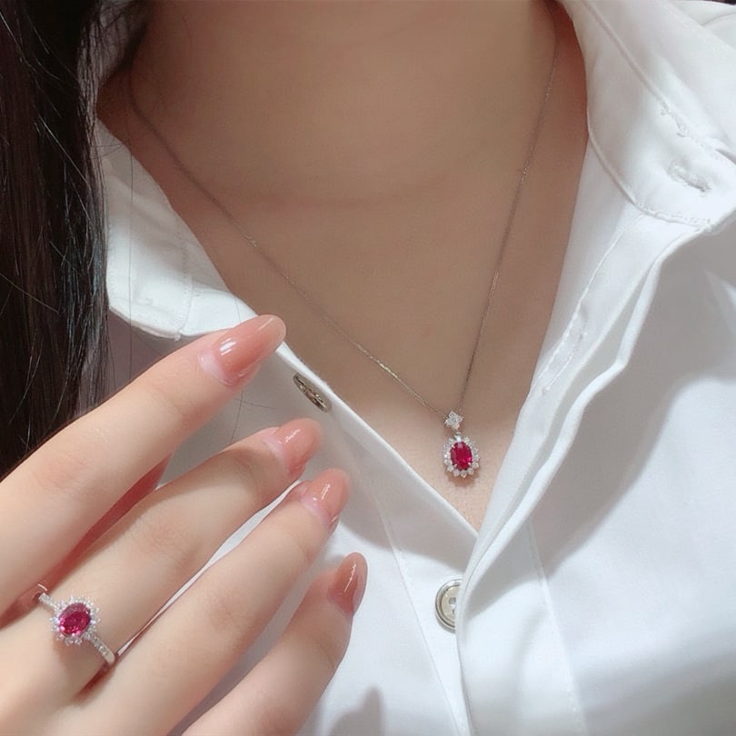 14k Gold 1.02 Ct Natural Ruby & Diamond Necklace - 5