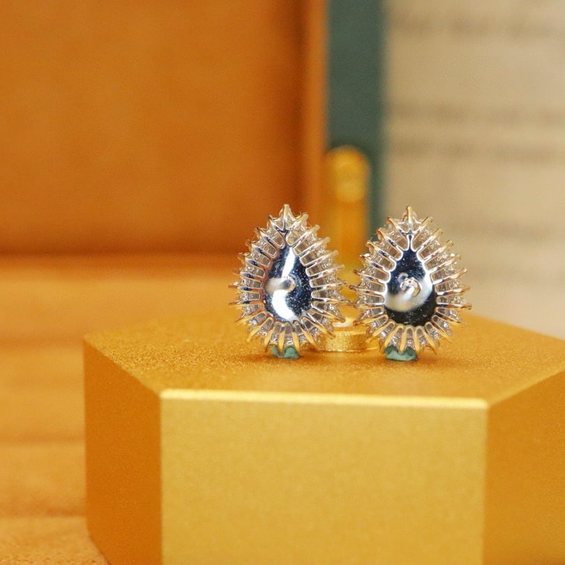 14k Gold 1.37 Ctw Natural Sapphire & Diamond Earrings - 4