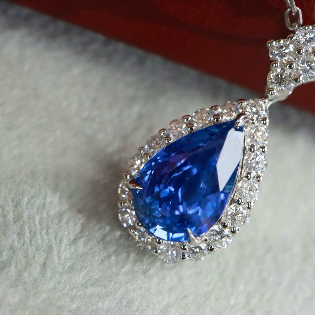 14k Gold 2.61 Ctw Natural Sapphire & Diamond Pendant( Without Chain ) - 2