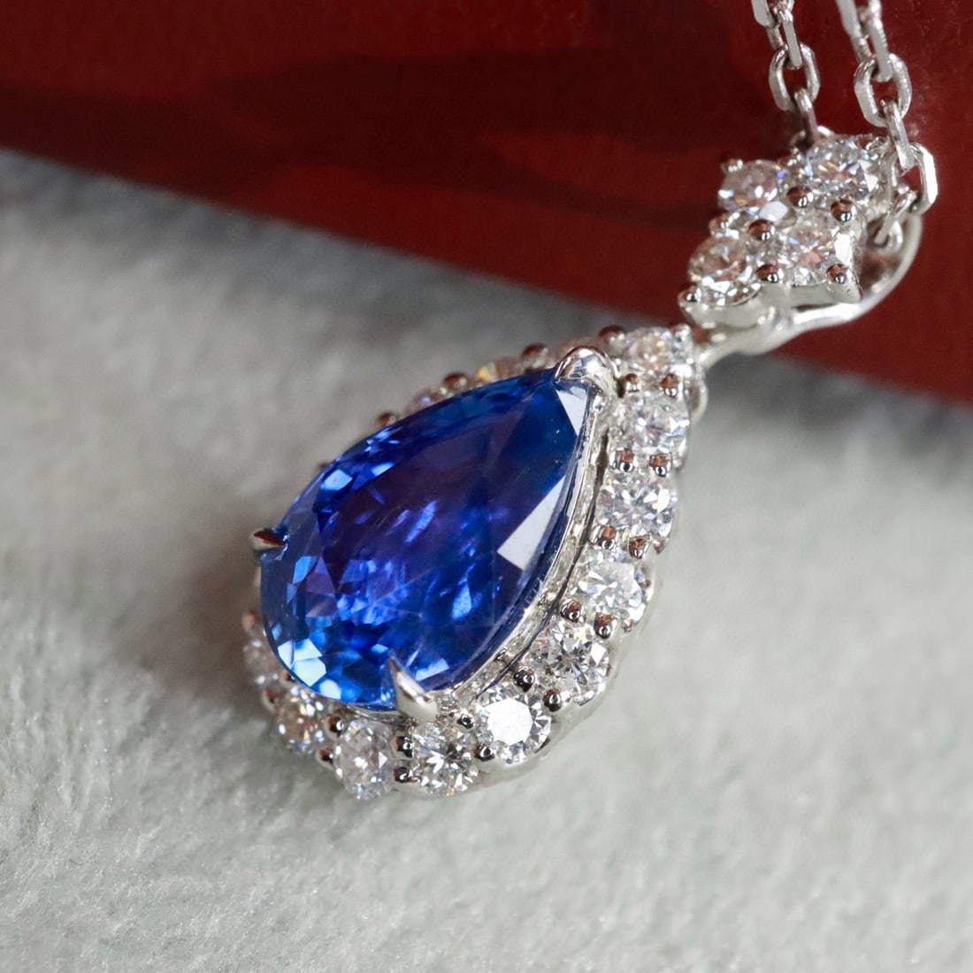 14k Gold 2.61 Ctw Natural Sapphire & Diamond Pendant( Without Chain ) - 3