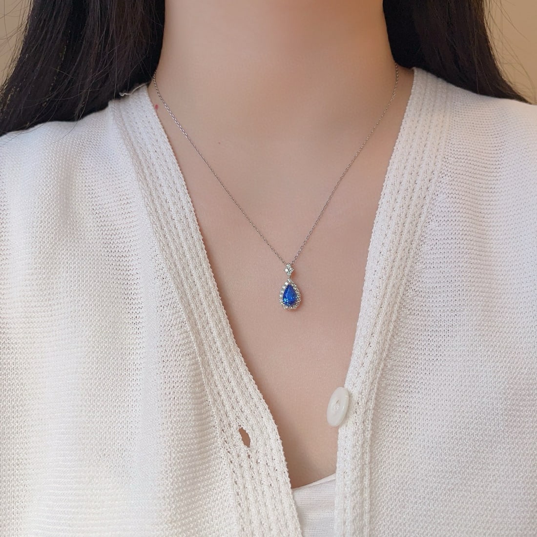 14k Gold 2.61 Ctw Natural Sapphire & Diamond Pendant( Without Chain ) - 4
