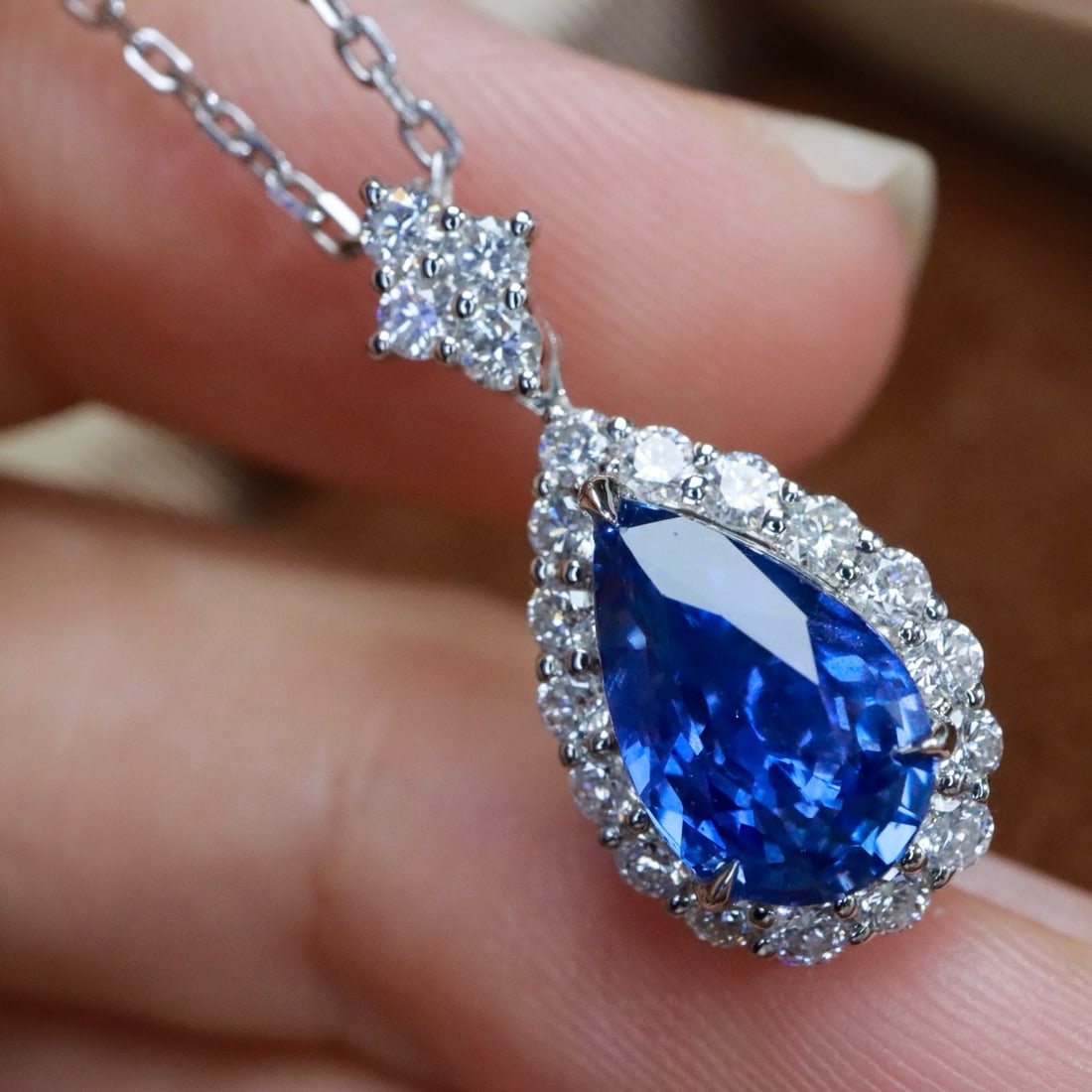14k Gold 2.61 Ctw Natural Sapphire & Diamond Pendant( Without Chain ) - 5
