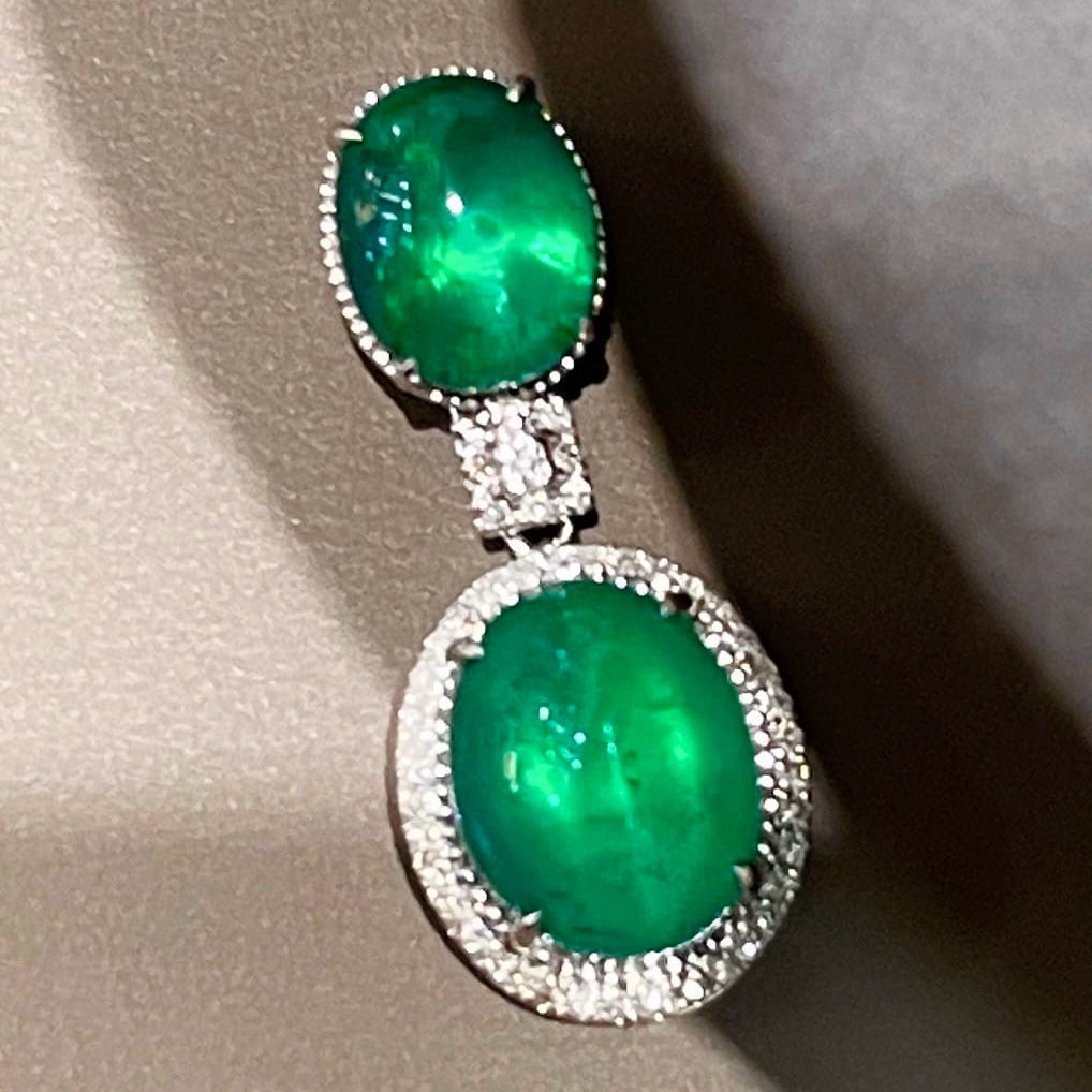 14k Gold 4.5 Ct Natural Emerald & Diamond Pendant( Without Chain ) - 2