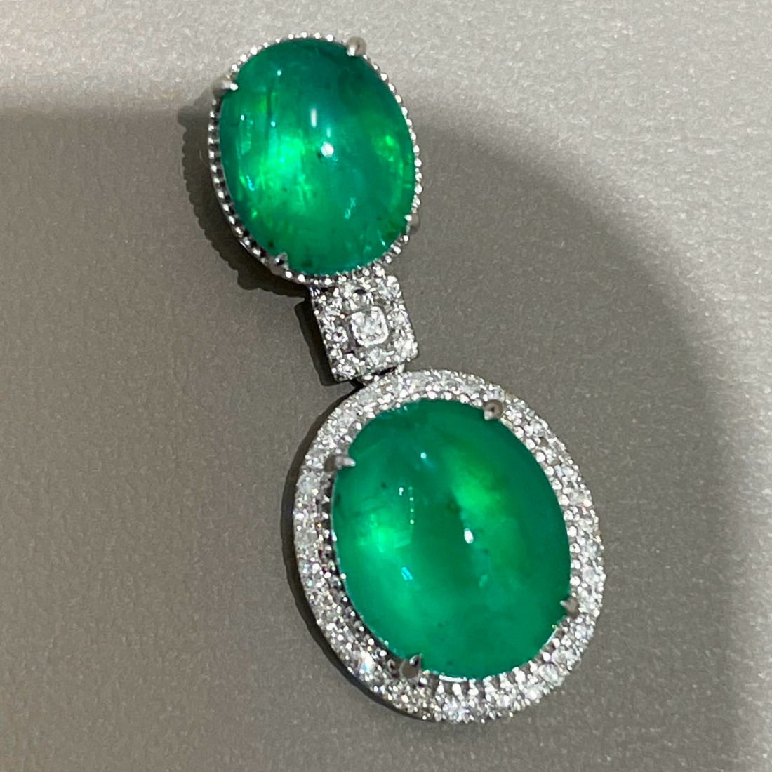 14k Gold 4.5 Ct Natural Emerald & Diamond Pendant( Without Chain ) - 5