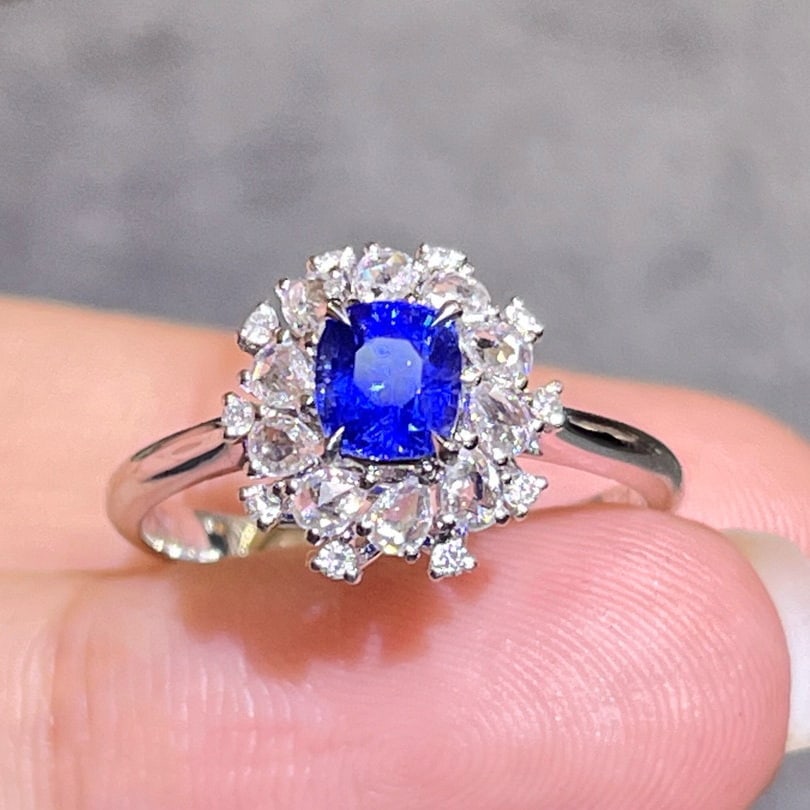 14k Gold 1.14 Ctw Natural Sapphire & Diamond Ring - 4