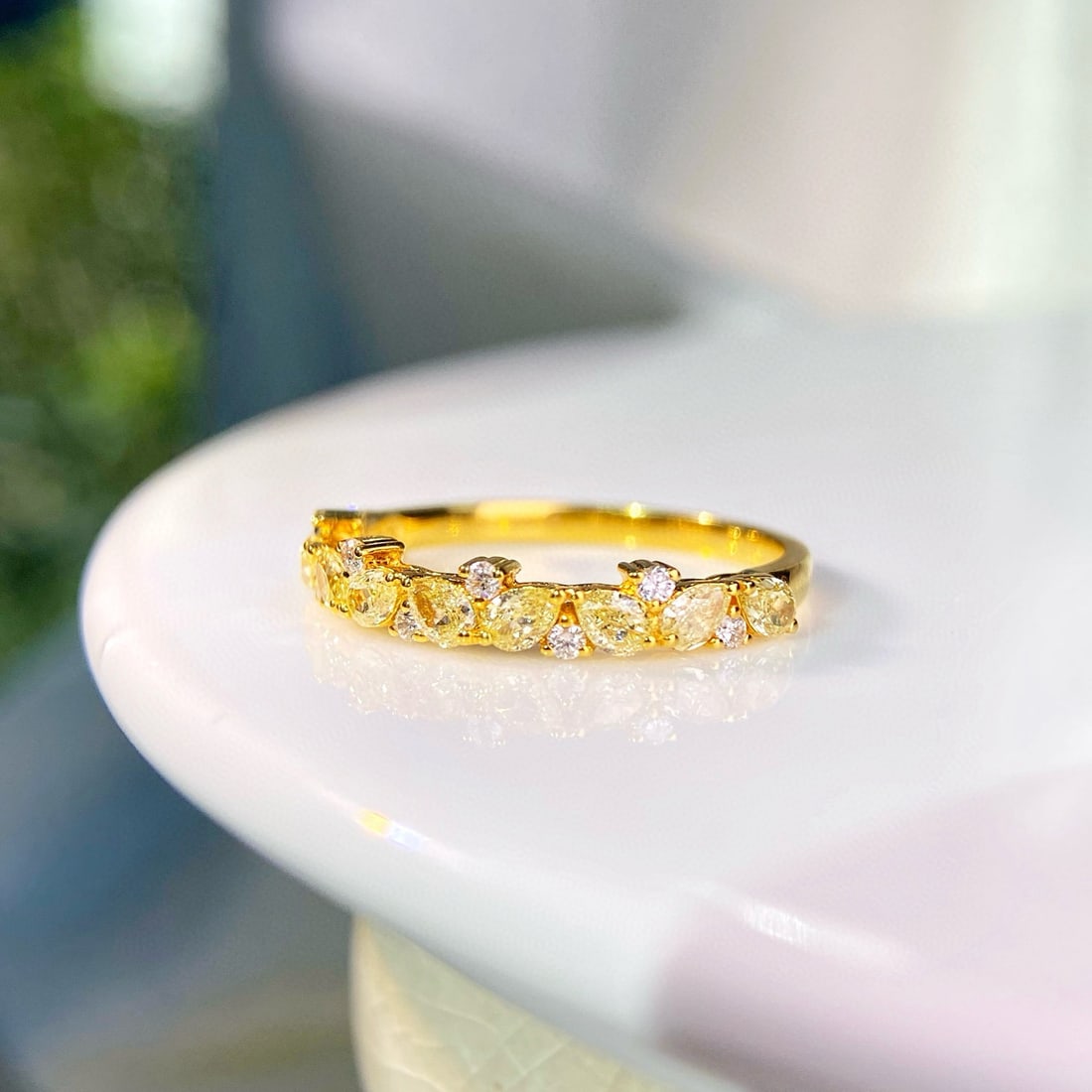 14k Gold 0.79 Ctw Natural Yellow Diamond & Diamond Ring - 3