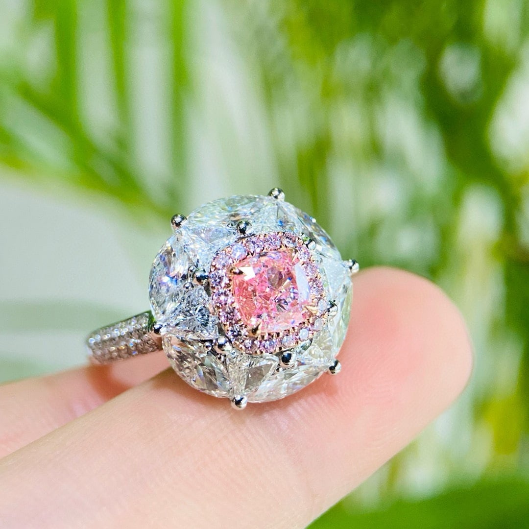 Gia Certified 14k Gold 3.80 Ctw Natural Pink Diamond & Diamond Ring - 2