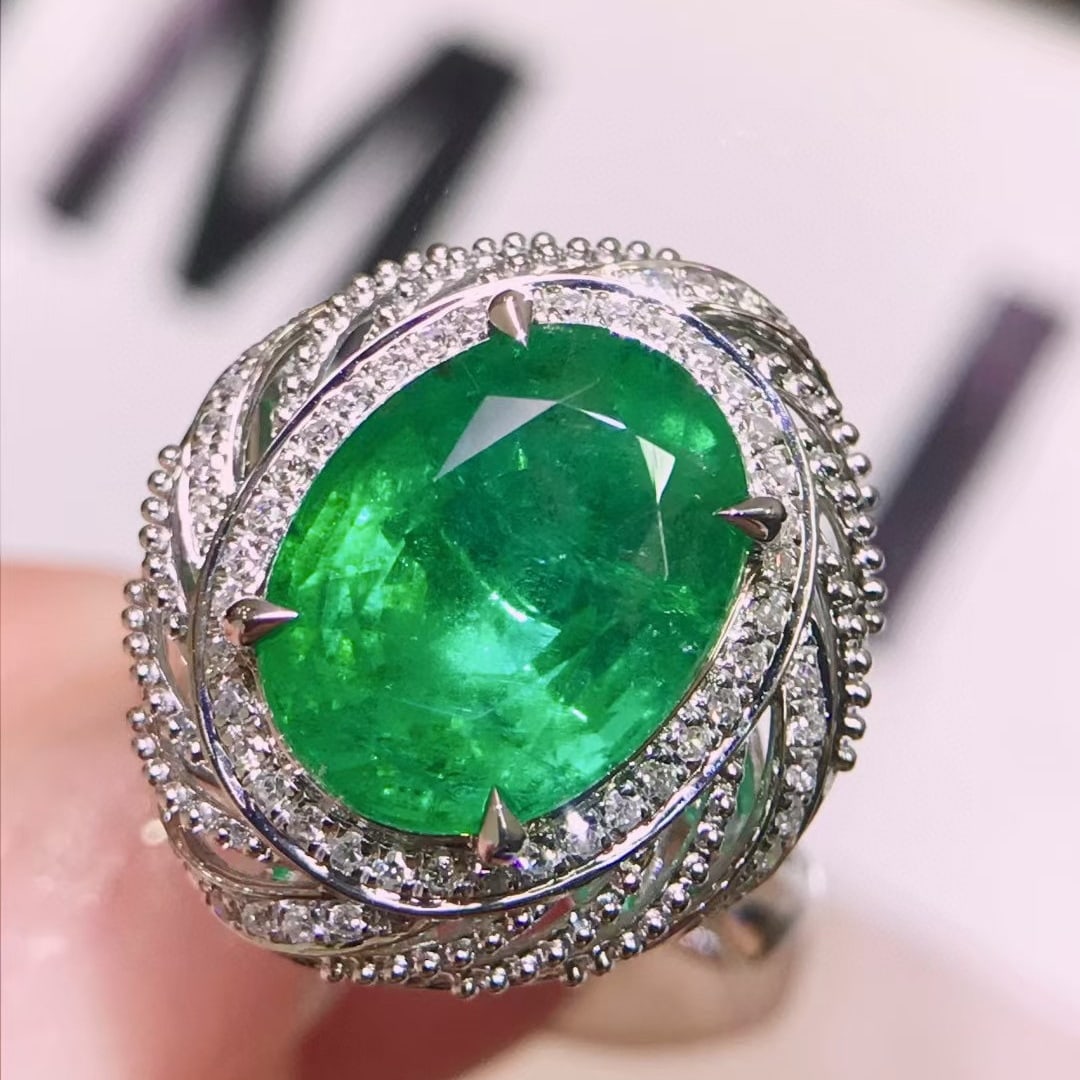 14k Gold 4.61 Ctw Natural Emerald & Diamond Ring/pendant( Without Chain ) - 2
