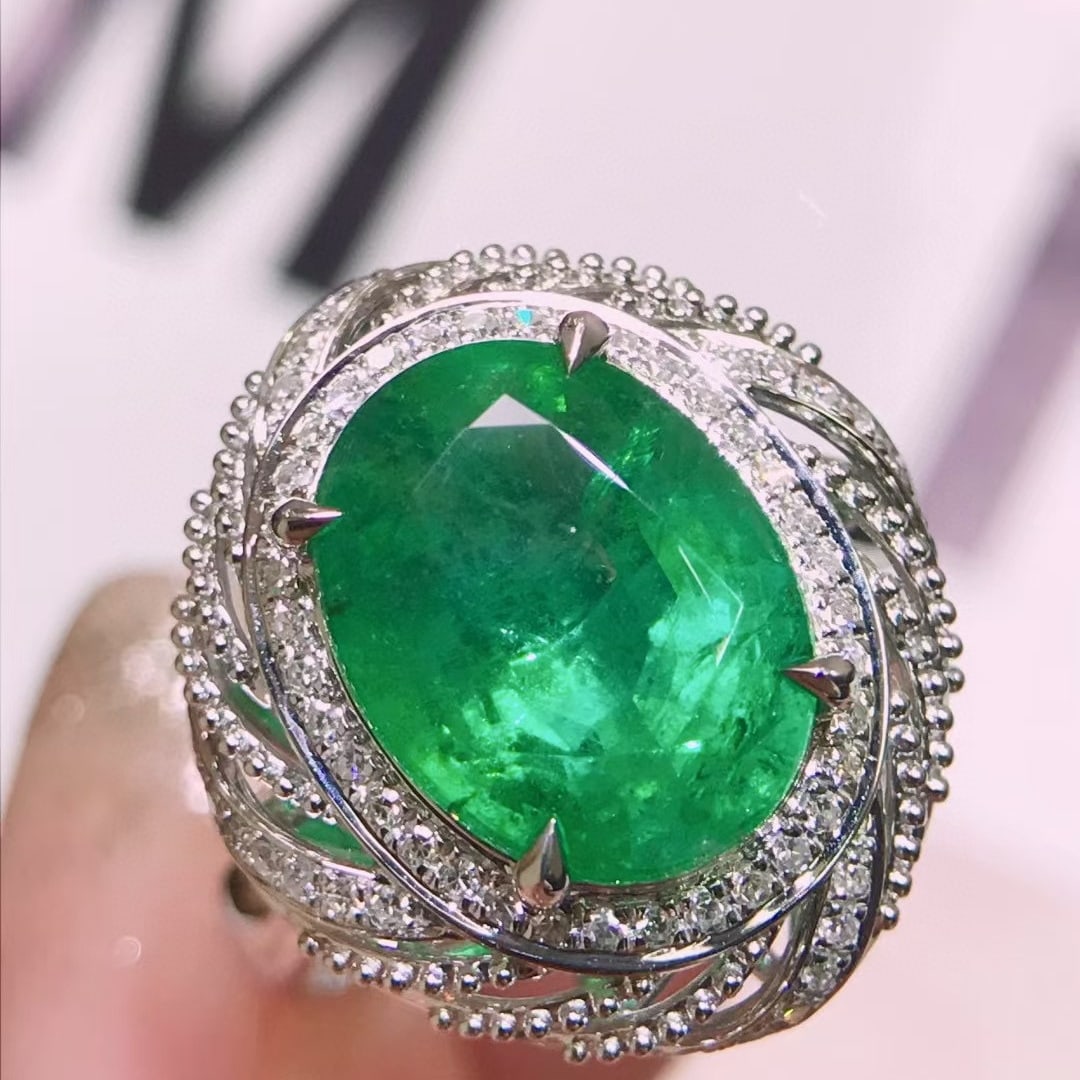 14k Gold 4.61 Ctw Natural Emerald & Diamond Ring/pendant( Without Chain ) - 3