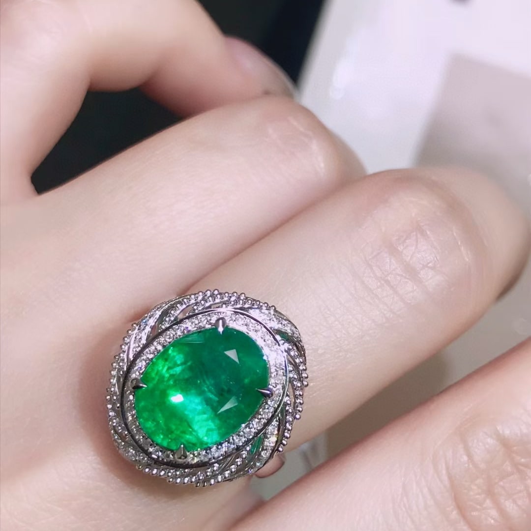 14k Gold 4.61 Ctw Natural Emerald & Diamond Ring/pendant( Without Chain ) - 4