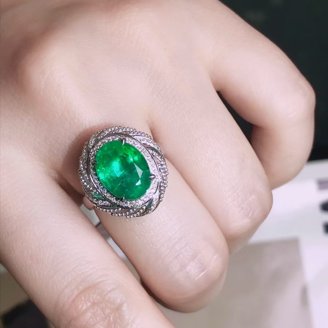 14k Gold 4.61 Ctw Natural Emerald & Diamond Ring/pendant( Without Chain ) - 5