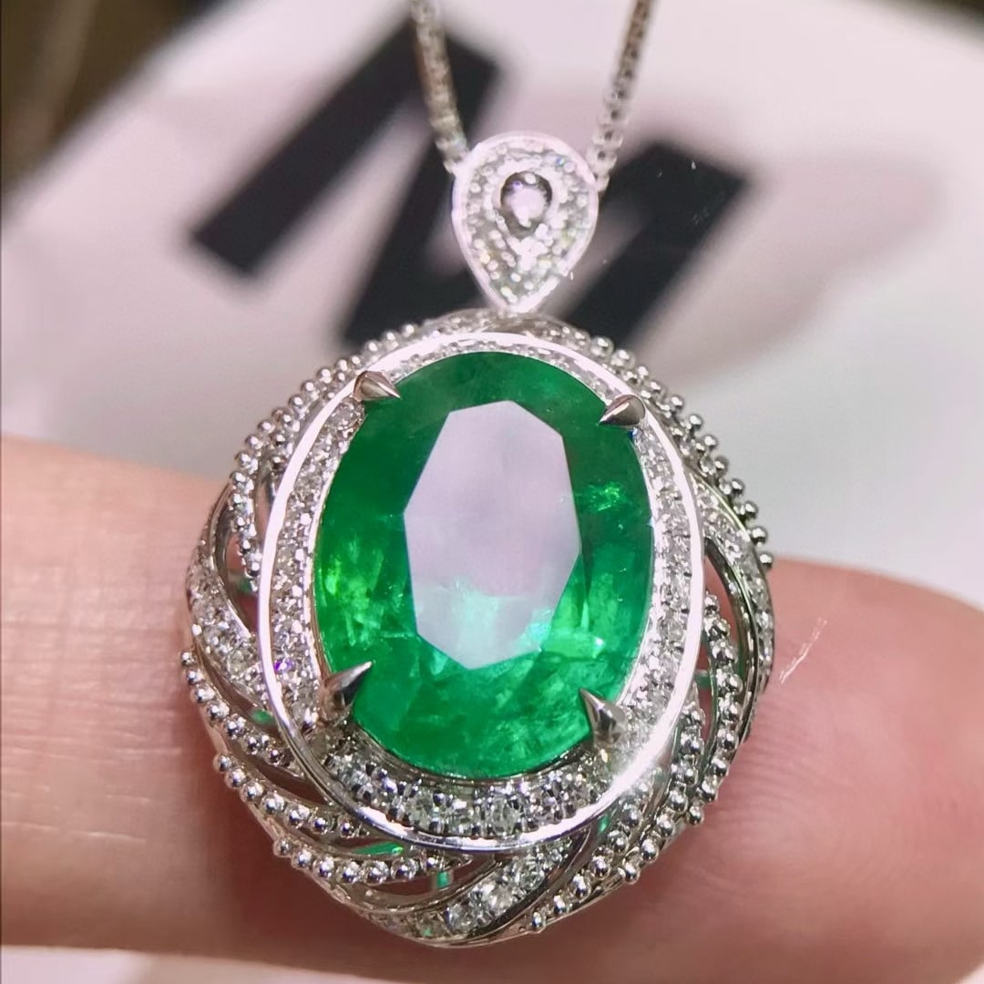 14k Gold 4.61 Ctw Natural Emerald & Diamond Ring/pendant( Without Chain ) - 6