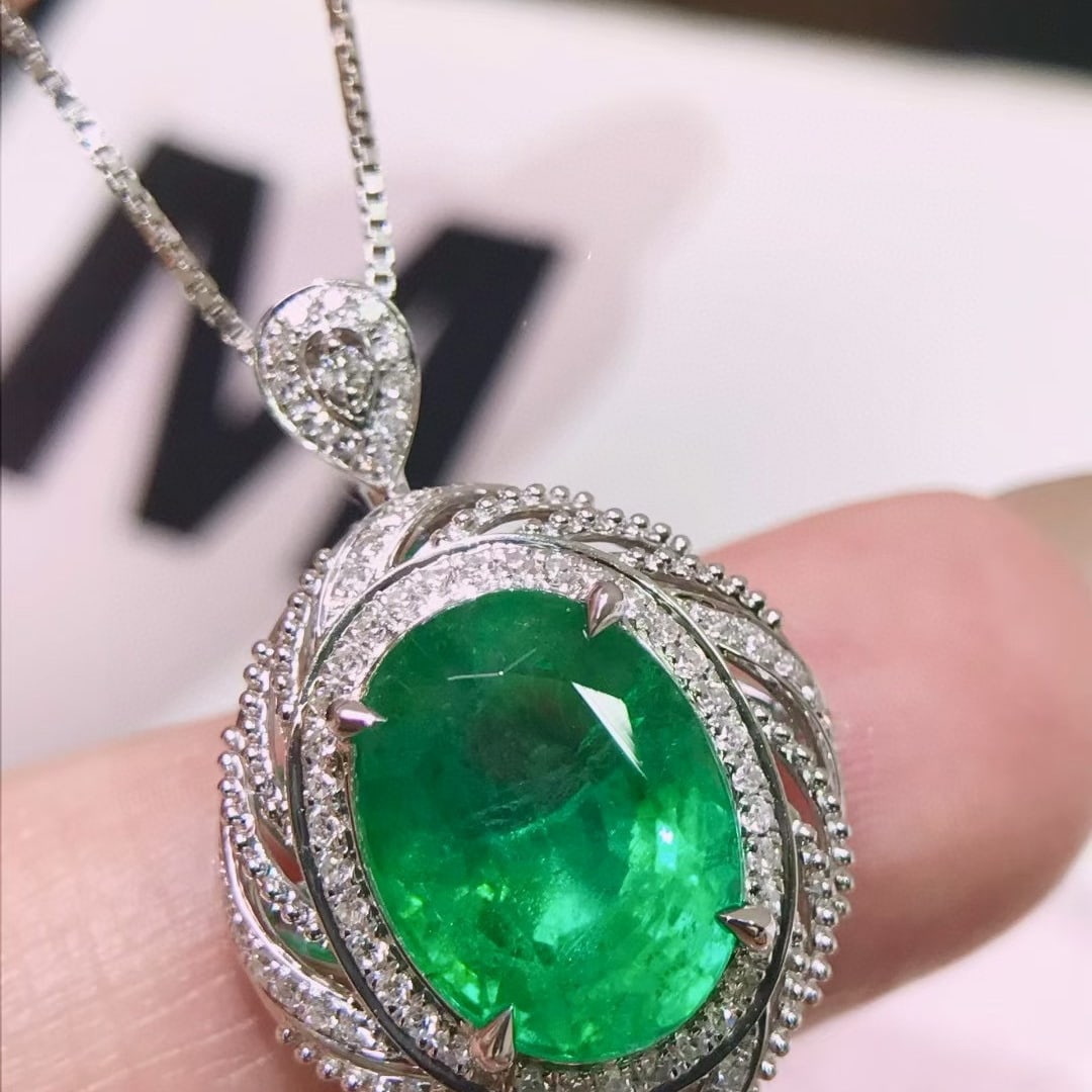 14k Gold 4.61 Ctw Natural Emerald & Diamond Ring/pendant( Without Chain ) - 7