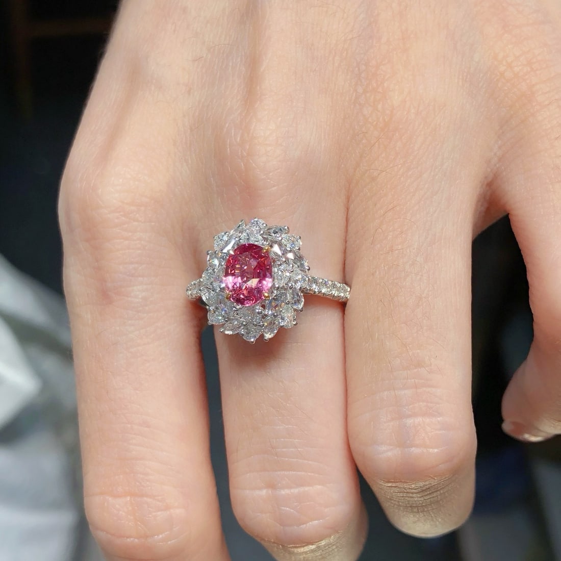 14k Gold 1.95 Ctw Natural Padparadscha Sapphire & Diamond Ring - 4