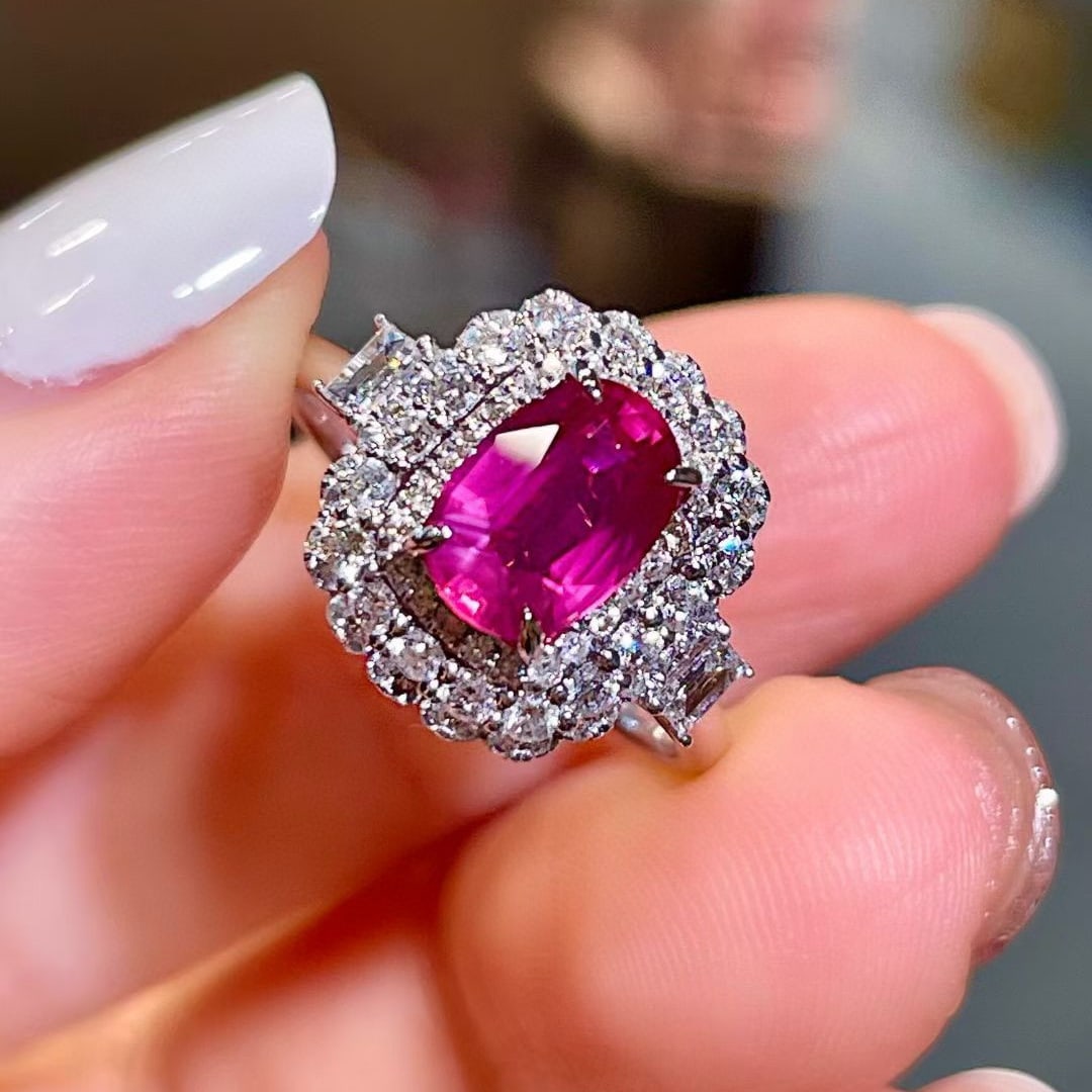 14k Gold 2.06 Ctw Natural Ruby & Diamond Ring - 2