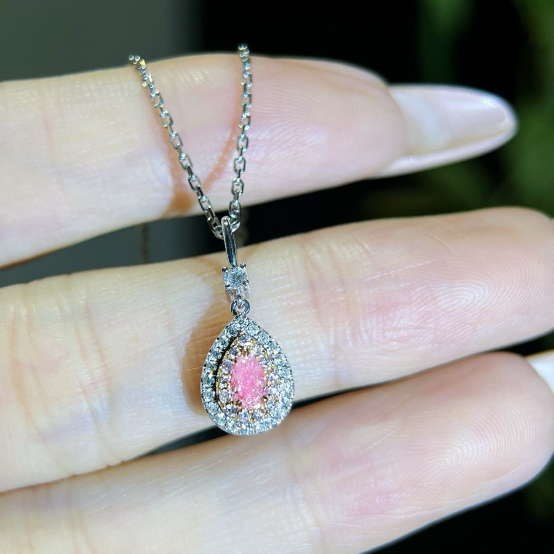 14k Gold 0.38 Ctw Natural Pink Diamond & Diamond Necklace - 2