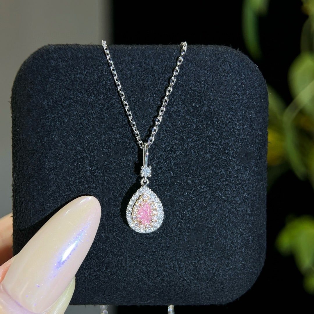 14k Gold 0.38 Ctw Natural Pink Diamond & Diamond Necklace - 3