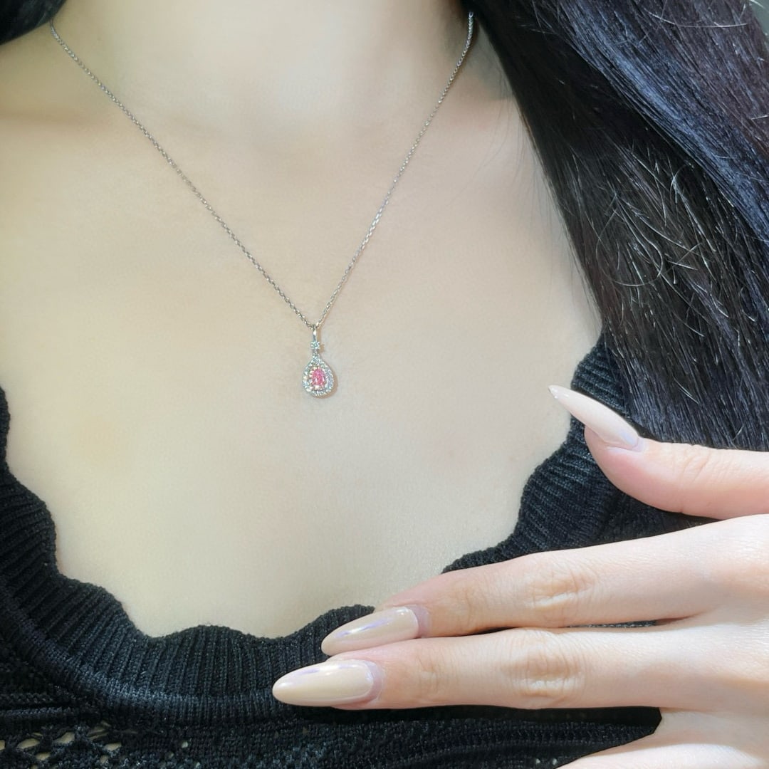 14k Gold 0.38 Ctw Natural Pink Diamond & Diamond Necklace - 4