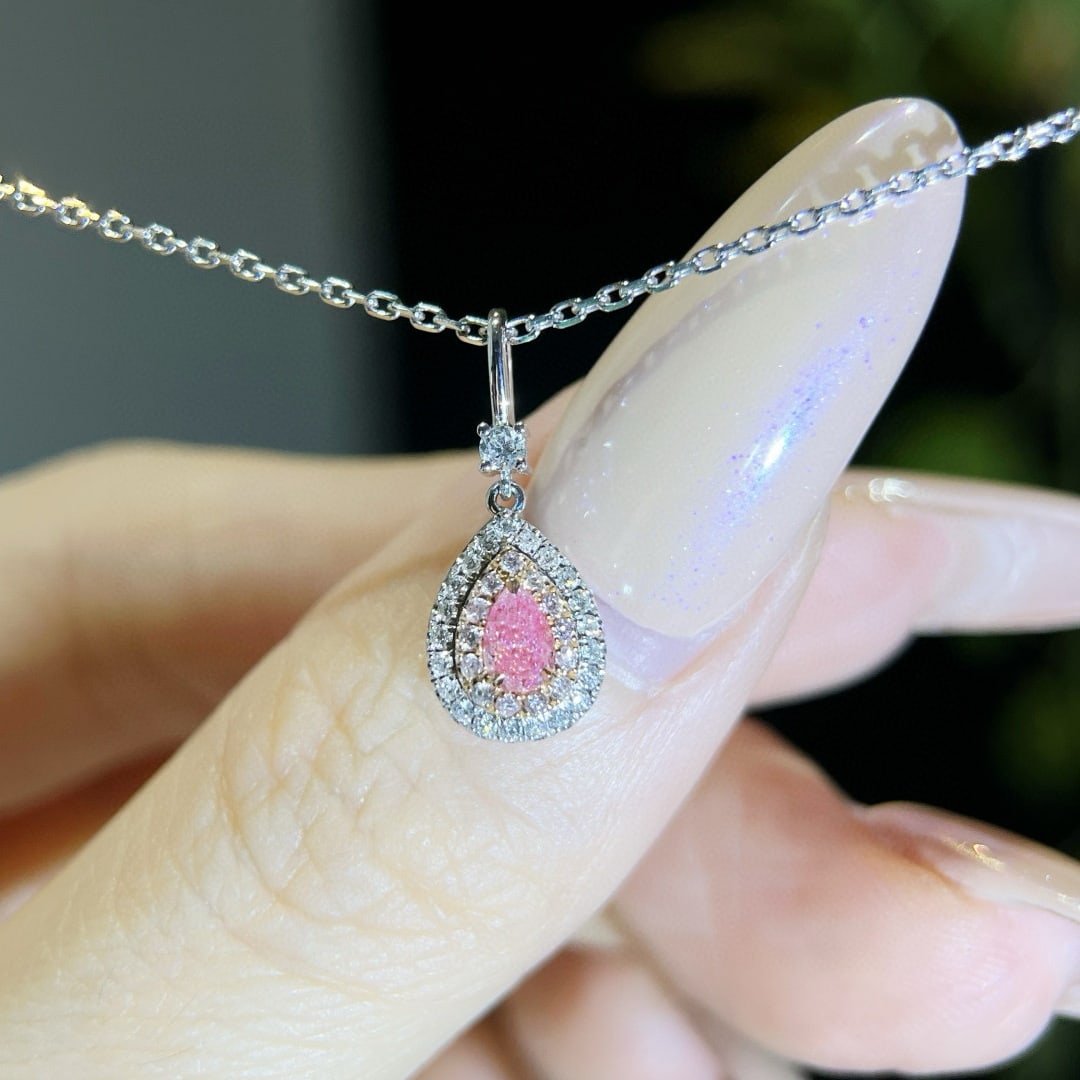 14k Gold 0.38 Ctw Natural Pink Diamond & Diamond Necklace - 6
