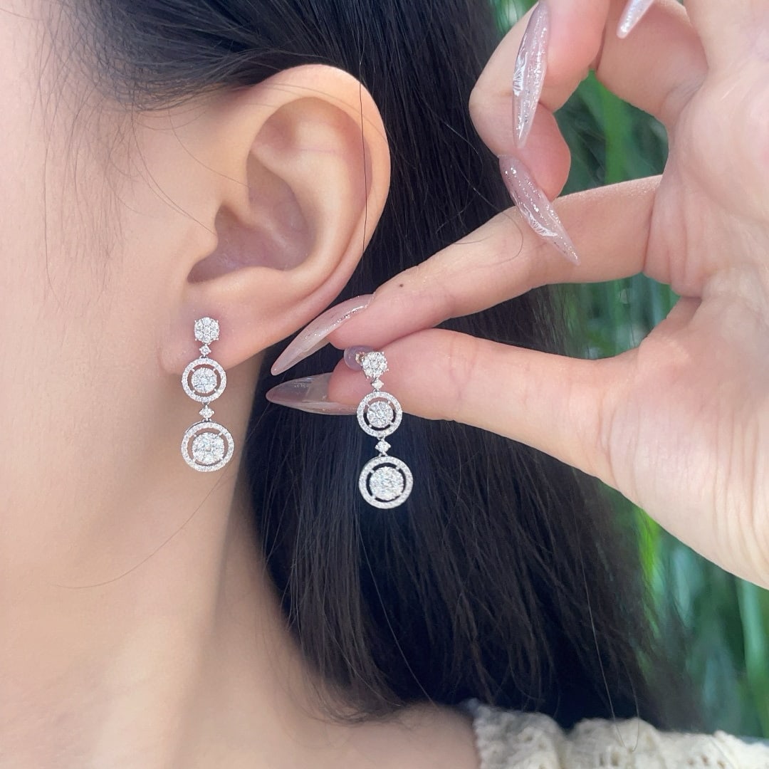 14k Gold 1.00 Ct Natural H Diamond Earrings - 4
