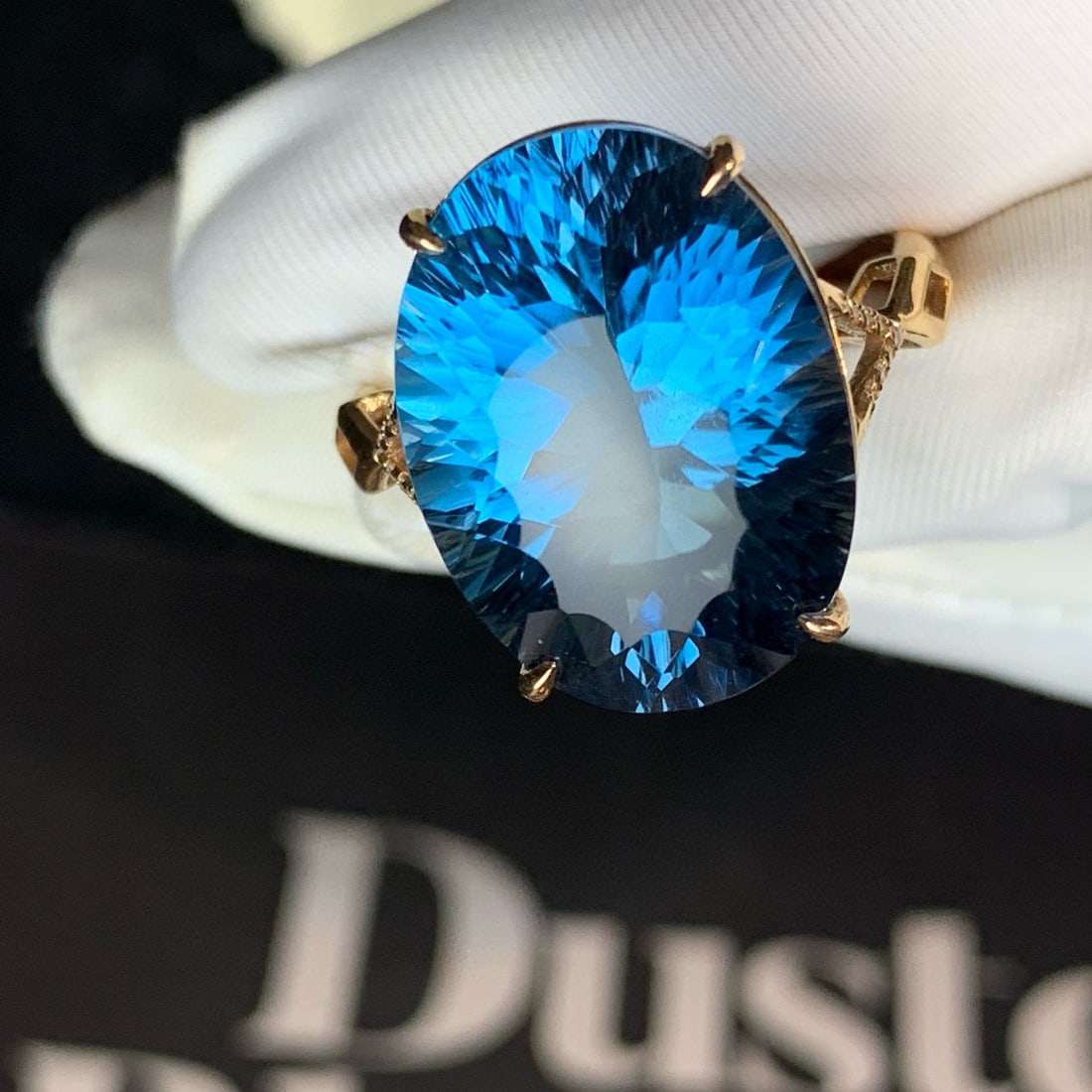 14k Gold 14 Ct Natural Topaz & Diamond Ring - 3