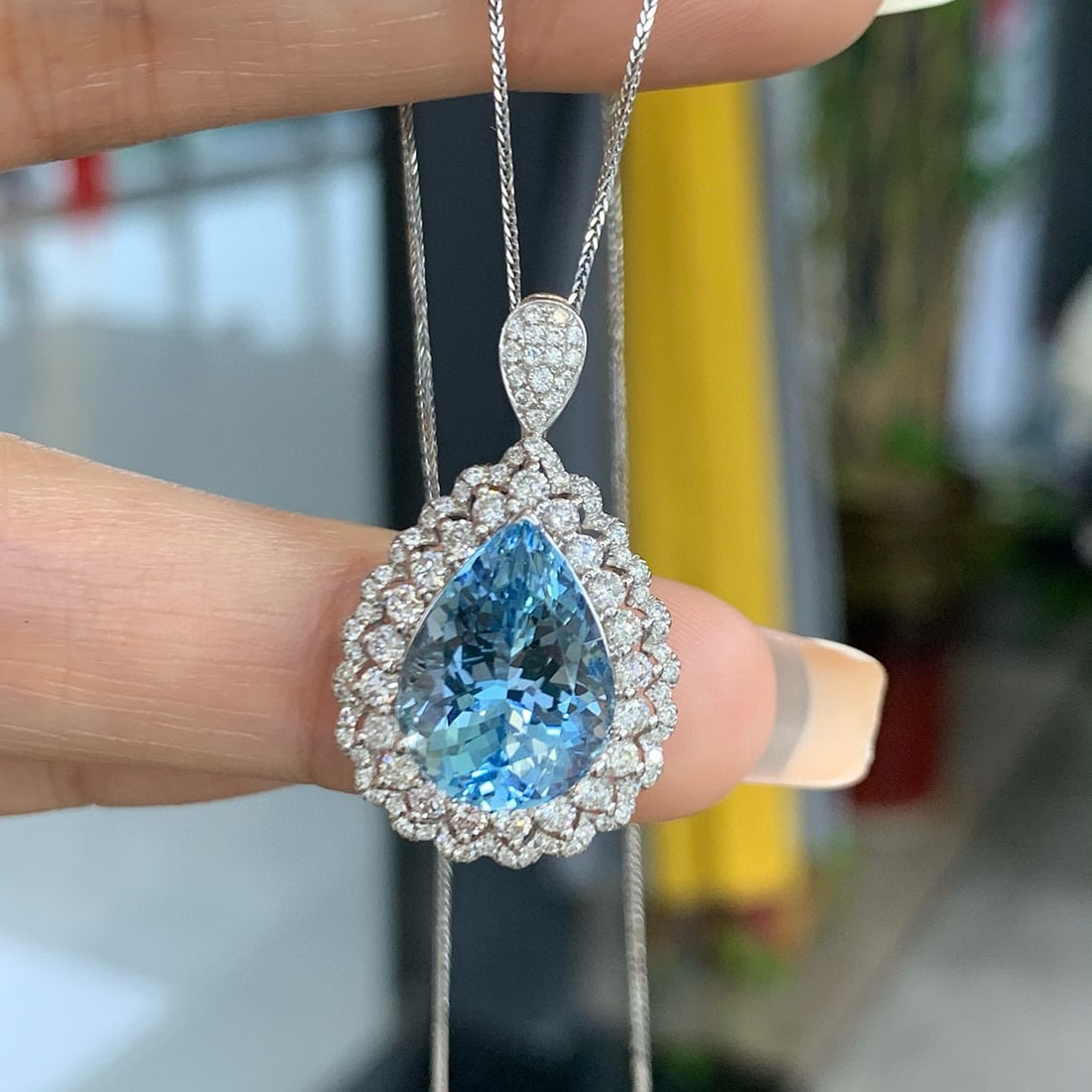 14k Gold 6.41 Ctw Natural Aquamarine & Diamond Ring/pendant( Without Chain ) - 3